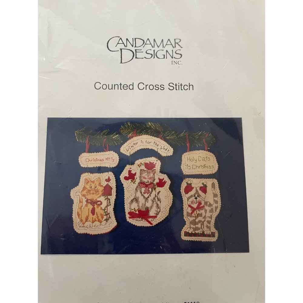 Candamar Designs Christmas Cats Ornaments (3) Counted Cross Stitch Kit